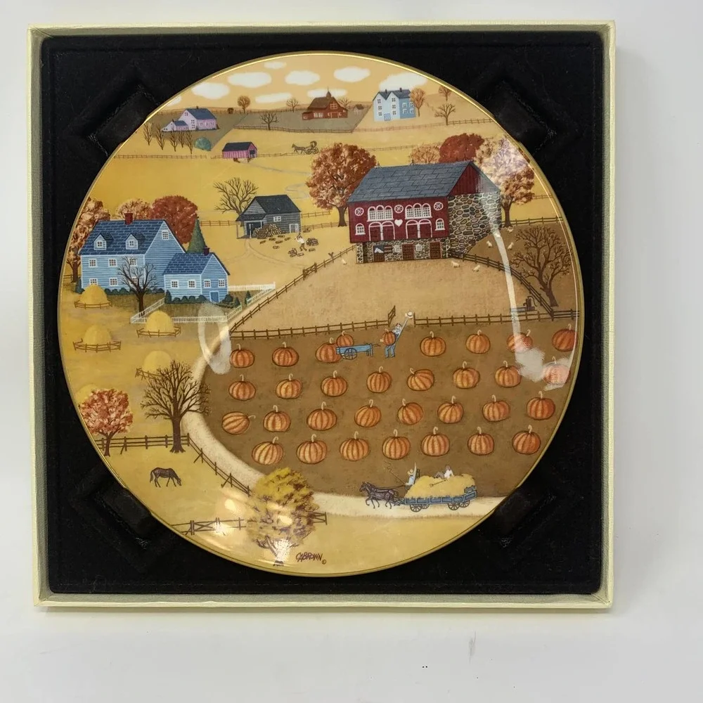 Vtg Marked ROYAL DOULTON 1978 Limited Edition Pumpkin Patch Plate CR BROWN #2639 - Picture 11 of 11